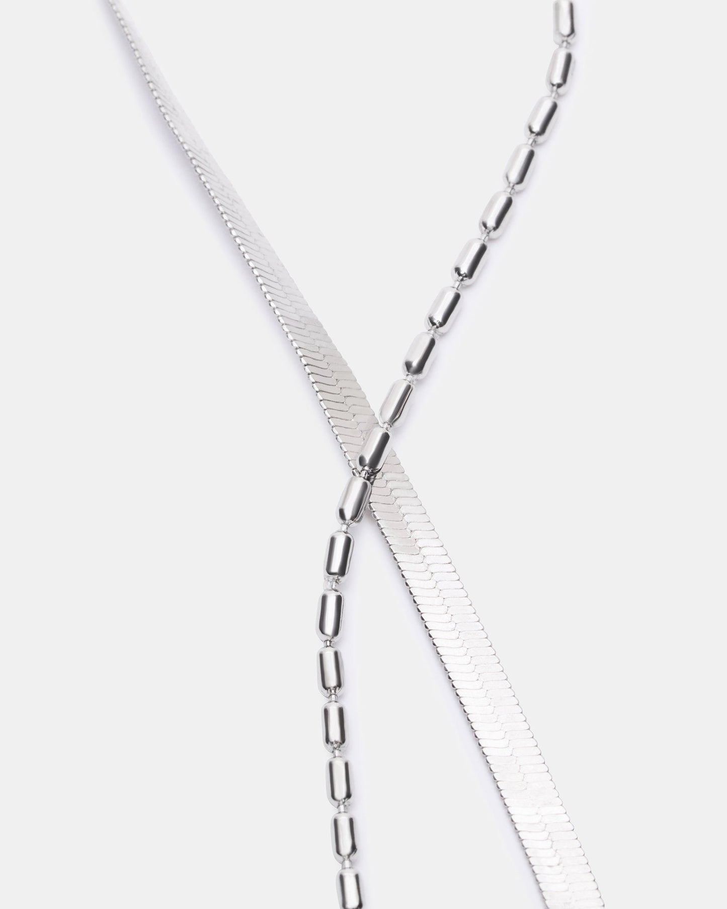 HERRINGBONE CHAIN ANKLET SET SILVER