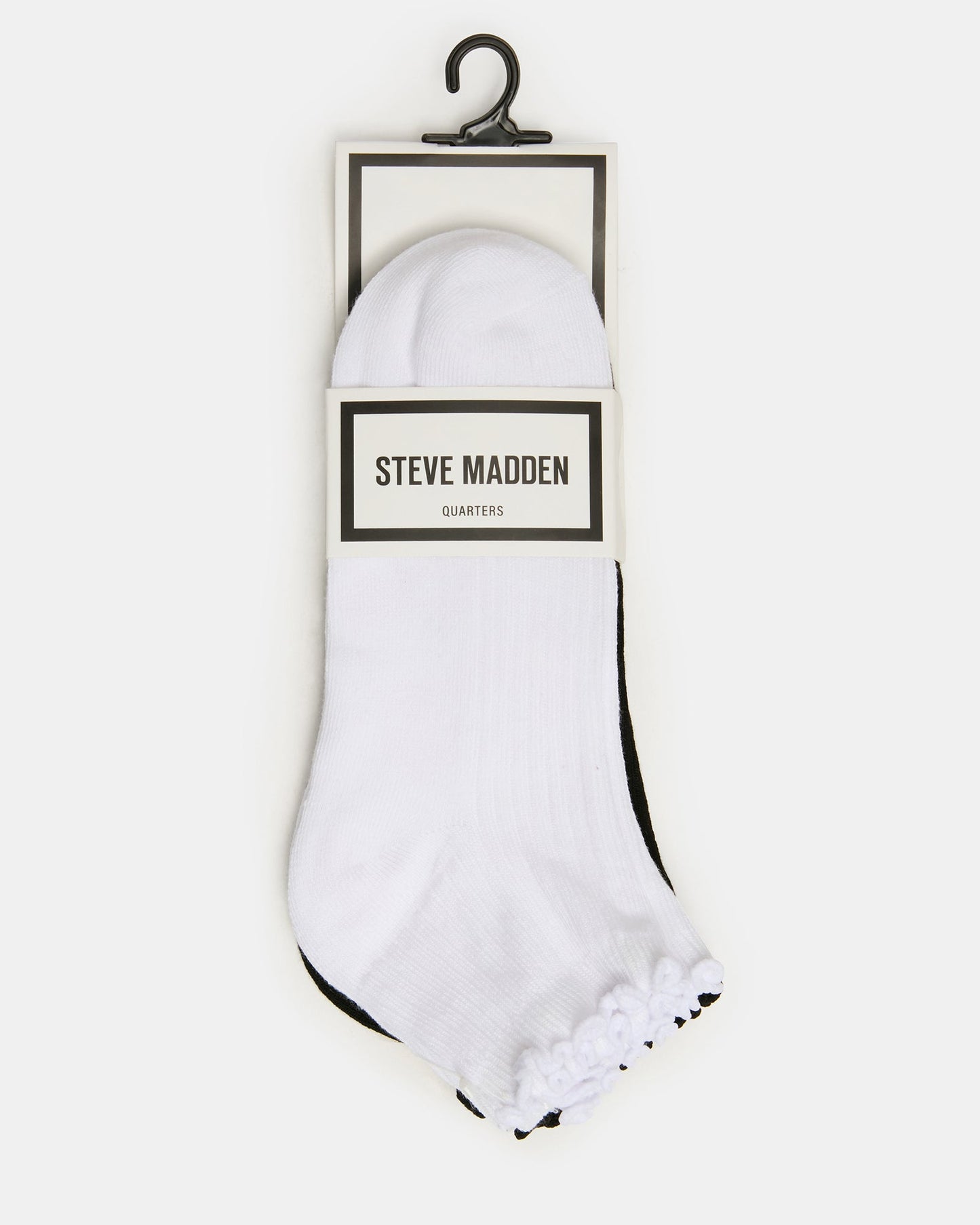 3 PACK EMMA LETTUCE EDGE SOCKS WHITE/BLACK