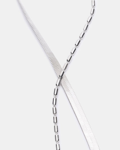 HERRINGBONE CHAIN ANKLET SET SILVER