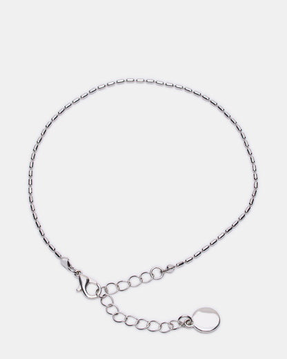 HERRINGBONE CHAIN ANKLET SET SILVER