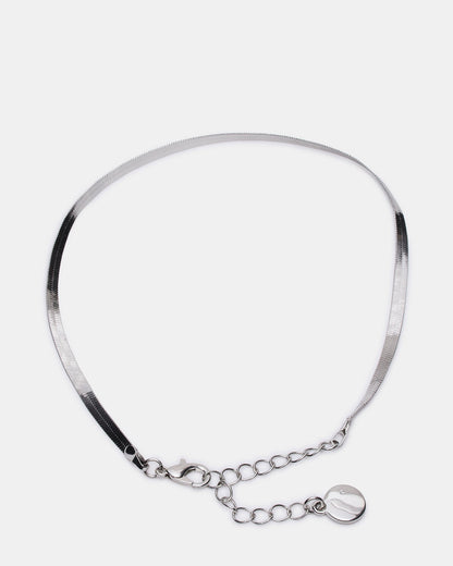 HERRINGBONE CHAIN ANKLET SET SILVER