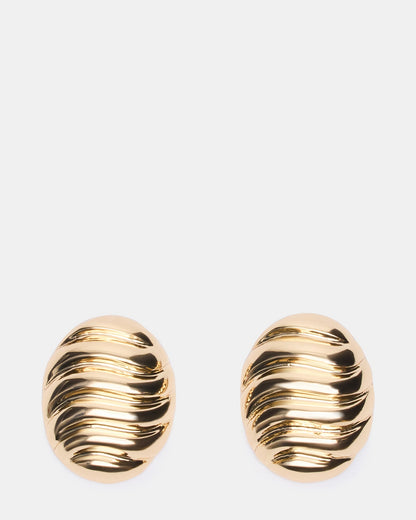 GROOVED CIRCULAR STUD EARRINGS GOLD Women's Sculpted Grooved Stud Earrings | Steve Madden