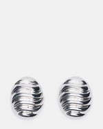 GROOVED CIRCULAR STUD EARRINGS SILVER Women's Sculpted Grooved Stud Earrings | Steve Madden