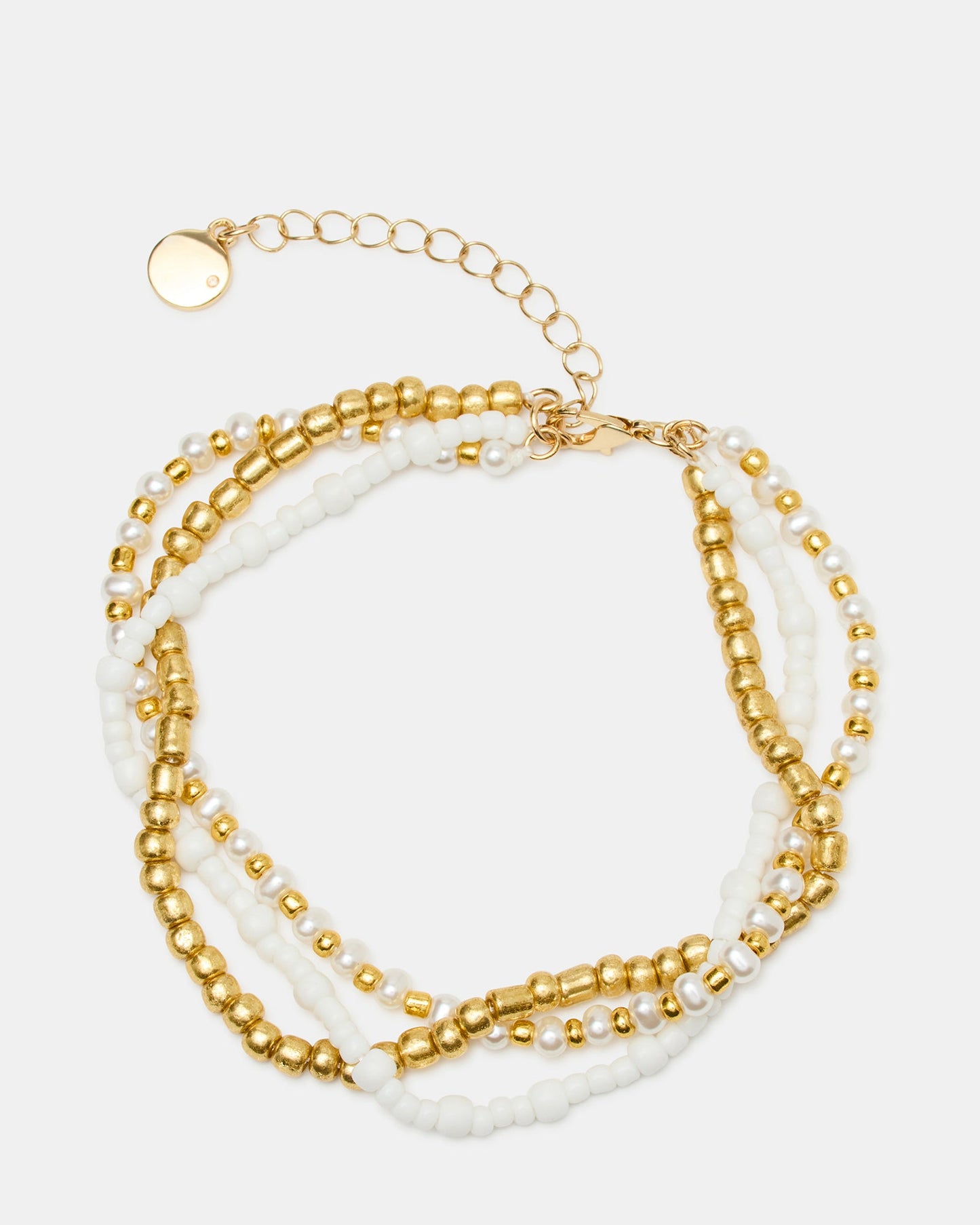 MIXED BEAD Pearl Gold Women's Anklet Set | Steve Madden