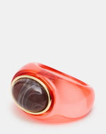 OVAL-CUT JELLY Red Bead Translucent Women's Ring | Steve Madden