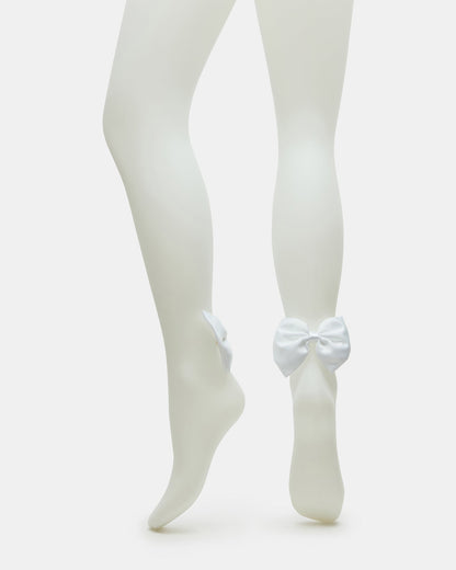 BRIDAL BOW TIGHTS Sheer White Women's Footed Tights | Steve Madden