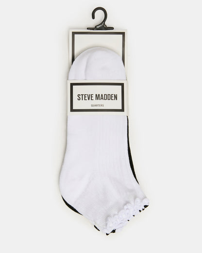 3 PACK EMMA LETTUCE EDGE SOCKS WHITE/BLACK