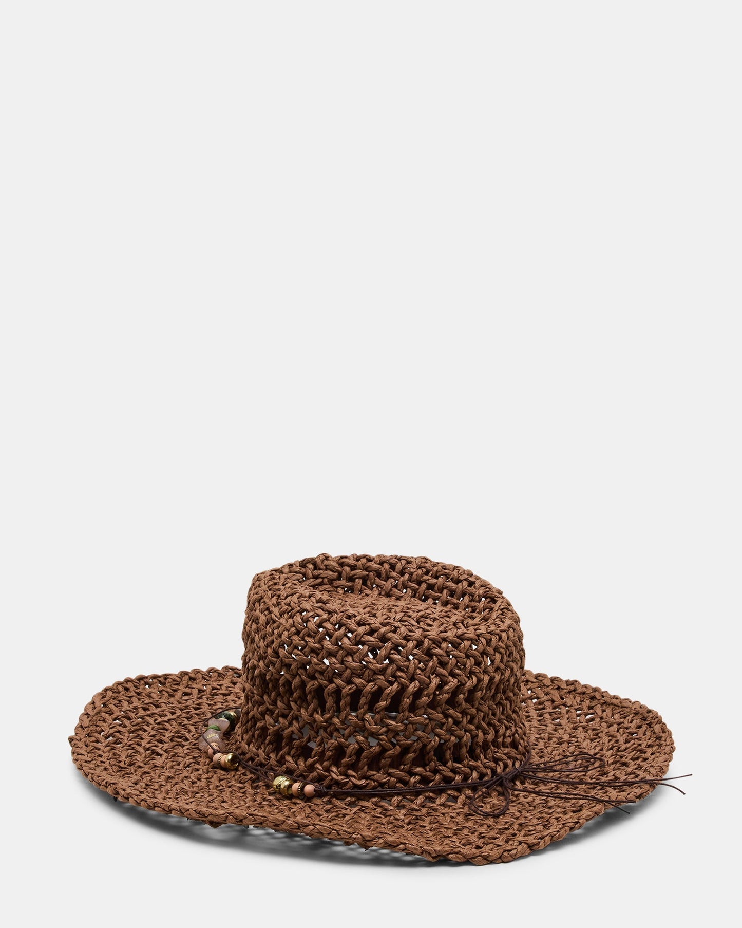 LEI BEADED TRIM WESTERN HAT CHOCOLATE