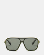 HARLAND Green Frame Shield Dark Grey Lens Sunglasses | Steve Madden
