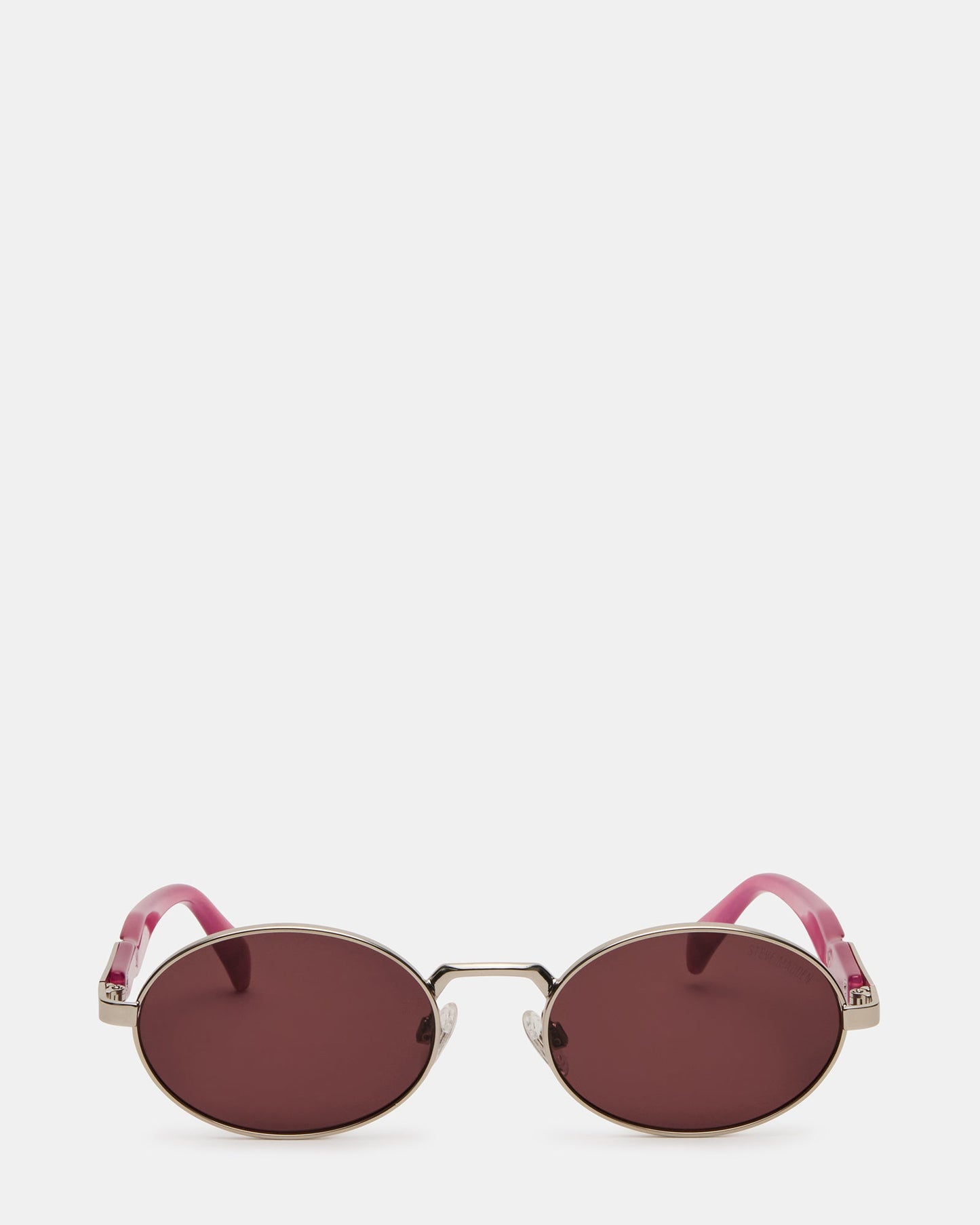 LANDY Silver Frame Oval Pink Lens Sunglasses | Steve Madden
