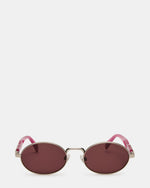 LANDY Silver Frame Oval Pink Lens Sunglasses | Steve Madden