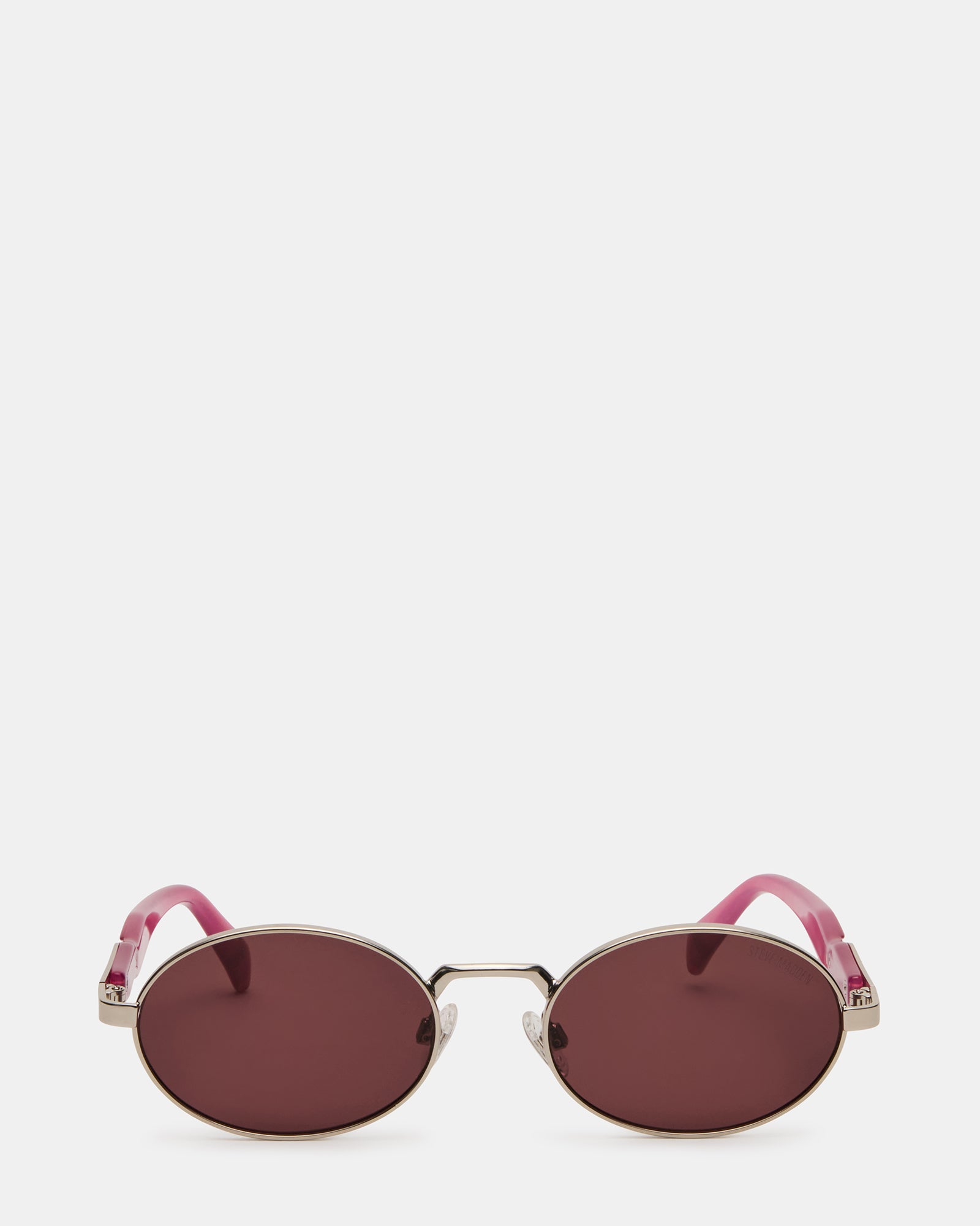 LANDY Silver Frame Oval Pink Lens Sunglasses | Steve Madden