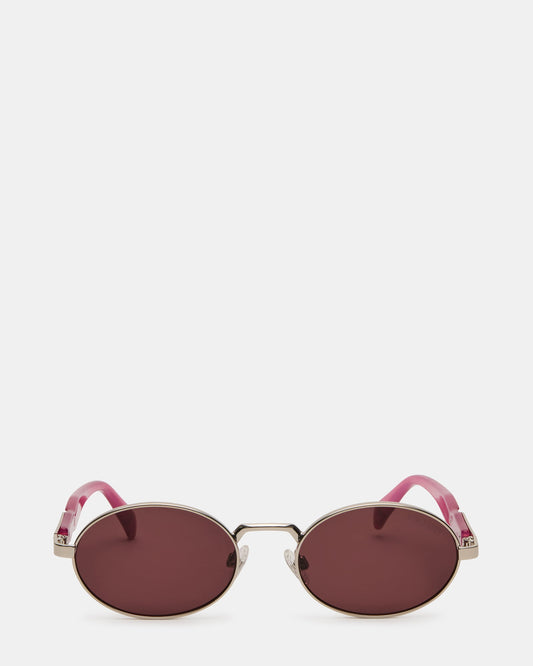 LANDY Silver Frame Oval Pink Lens Sunglasses | Steve Madden