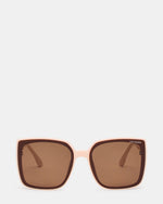 MALERIE Tan Frame Square Brown Lens Sunglasses | Steve Madden