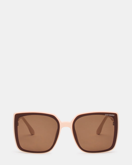 MALERIE Tan Frame Square Brown Lens Sunglasses | Steve Madden