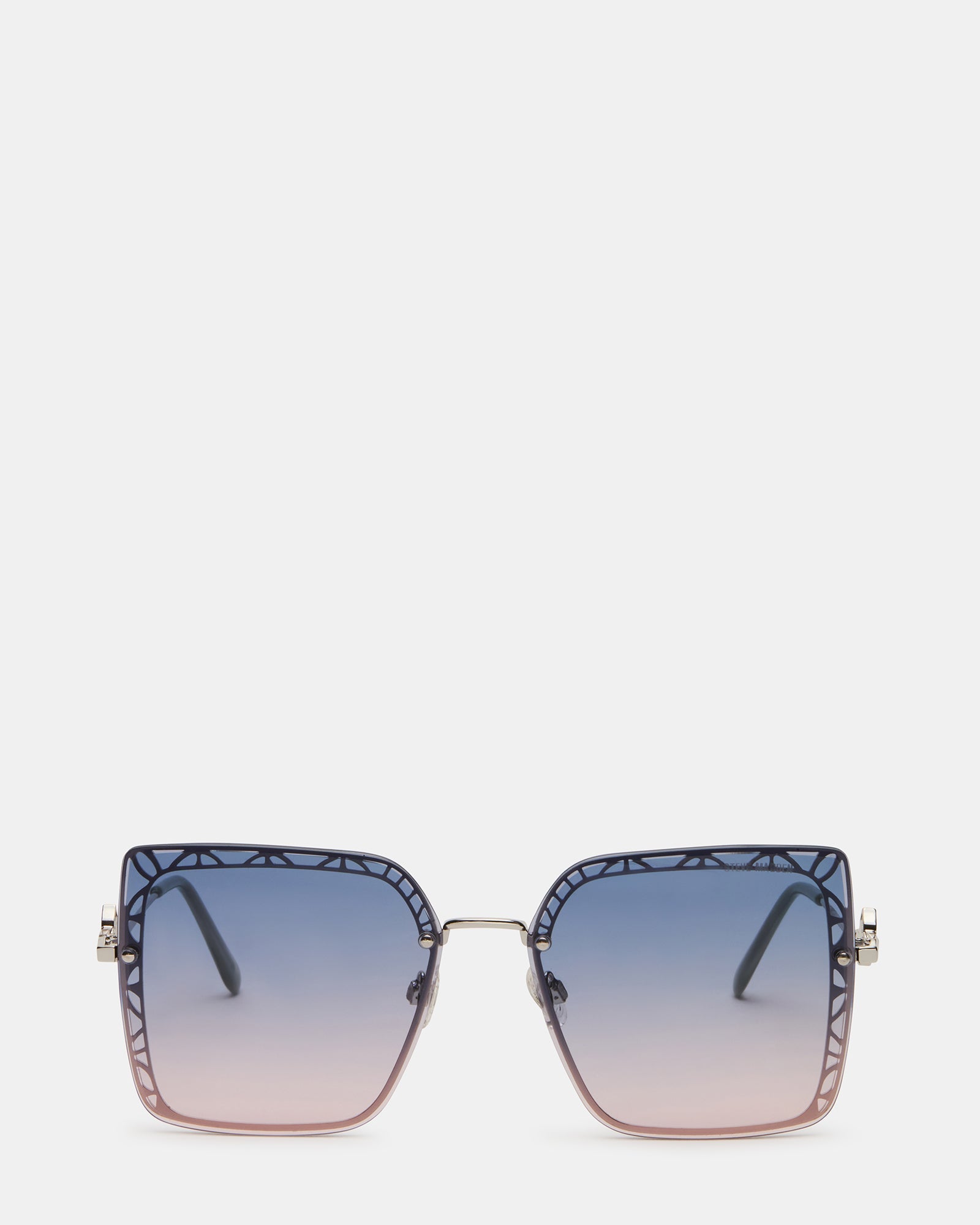 MORNA Silver Frame Square Blue Gradient Lens Butterfly Sunglasses | Steve Madden