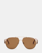 ROWAN Gold Frame Aviator Brown Lens Sunglasses | Steve Madden