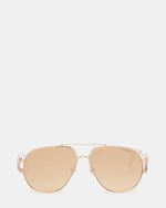 ROWAN Light Gold Frame Aviator Brown Lens Sunglasses | Steve Madden