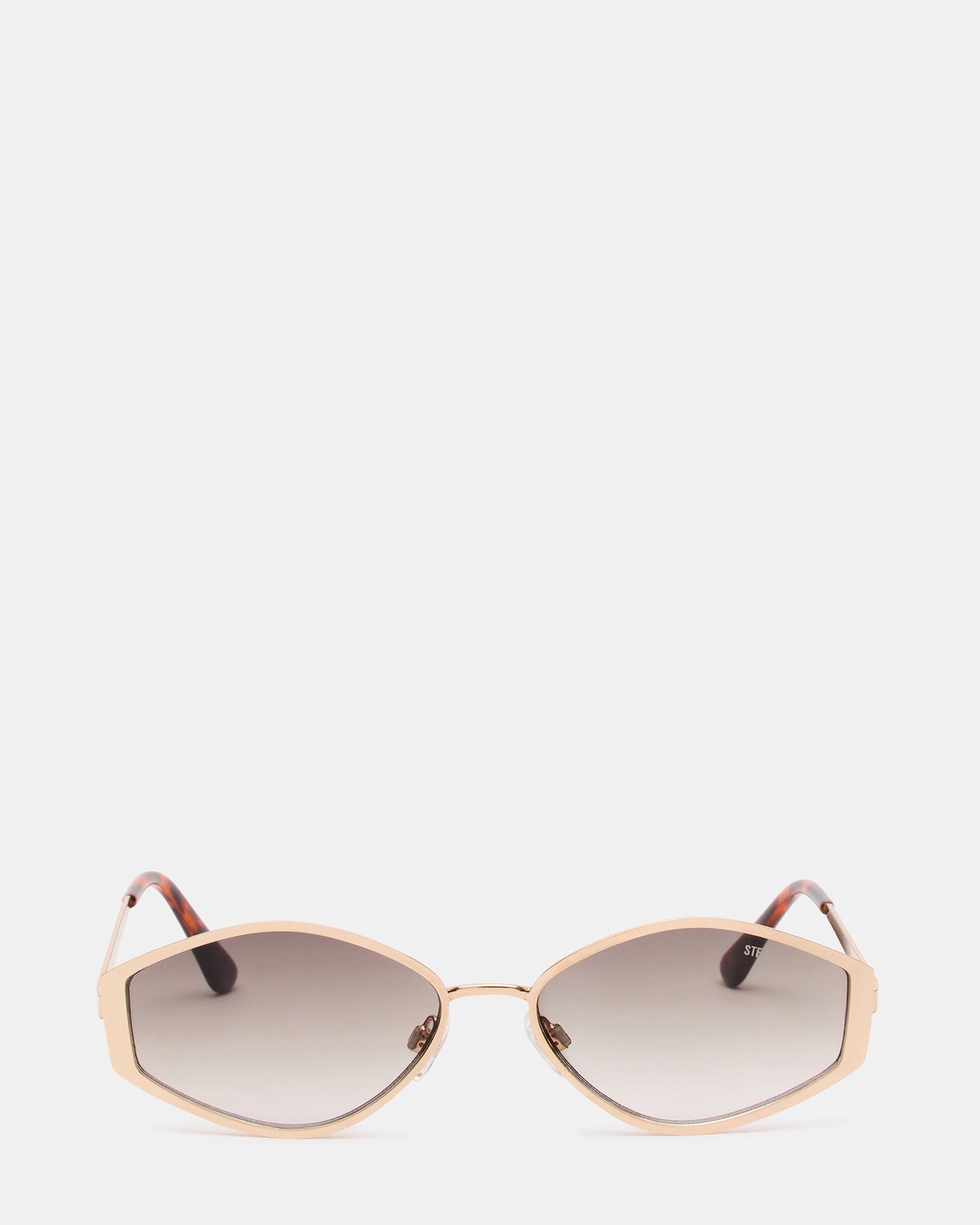 SHONDA Gold Frame Rectangle Brown Gradient Lens Sunglasses | Steve Madden