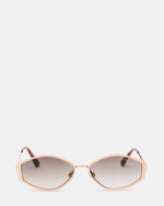 SHONDA Gold Frame Rectangle Brown Gradient Lens Sunglasses | Steve Madden