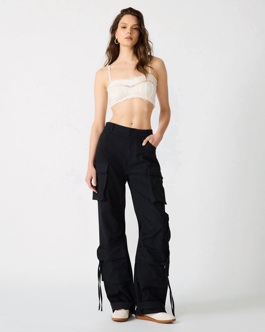 DUO Black Women's Utility Cargo Pants | Steve Madden