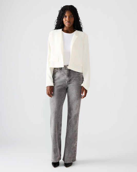 SERENEA White Women's Long-Sleeved Open-Front Blazer | Steve Madden