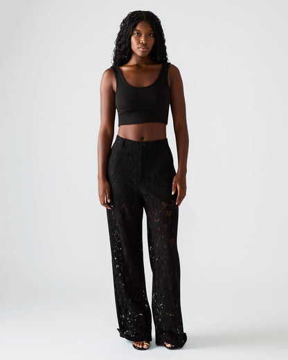 TRE Lace Black Mesh Barrel Low-Rise Women's Pant | Steve Madden