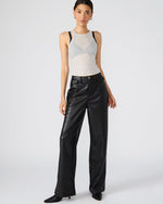 GERALDINE Black Faux Leather Straight-Leg Women's Pants | Steve Madden