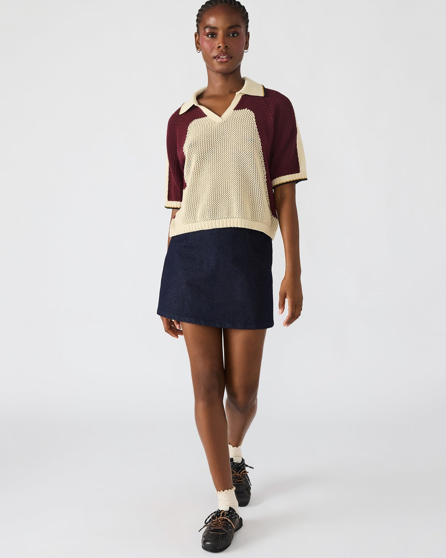 AXON Multi Short-Sleeved Knit Sweater Women's Top | Steve Madden