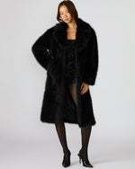LARKIN Black Long-Sleeved Faux Fur Women's Coat | Steve Madden
