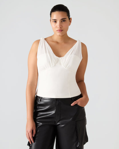 ADDISYN Antique V-neck Sleeveless Mesh Women's Top | Steve Madden