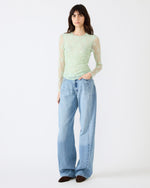 LUMA Bay Green Long-Sleeved Mesh Lace Women's Top | Steve Madden