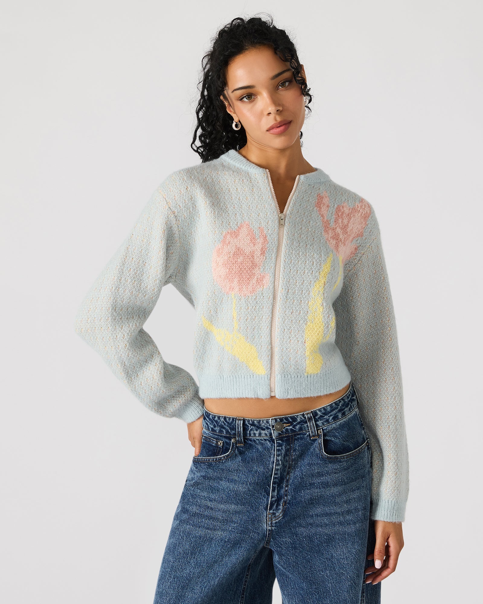JENA Multi Long-Sleeved Zip-Up Women's Sweater Jacket | Steve Madden