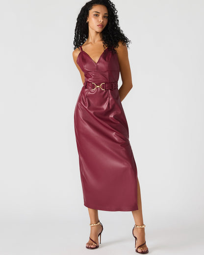 KAILEY Cordovan Faux Leather Sleeveless Midi Women's Dress | Steve Madden