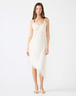 DANNA Cream Asymmetrical Lace Trim Women's Midi Dress | Steve Madden