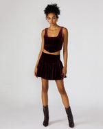 JAYLA Wine Flowy Velvet Women's Mini Skirt | Steve Madden