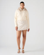 CINDI Ivory Feather Embellished Women's Skirt | Steve Madden