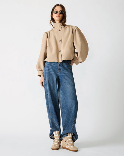 DEEDEE Tan Long-Sleeved Button-Up Collared Women's Jacket | Steve Madden