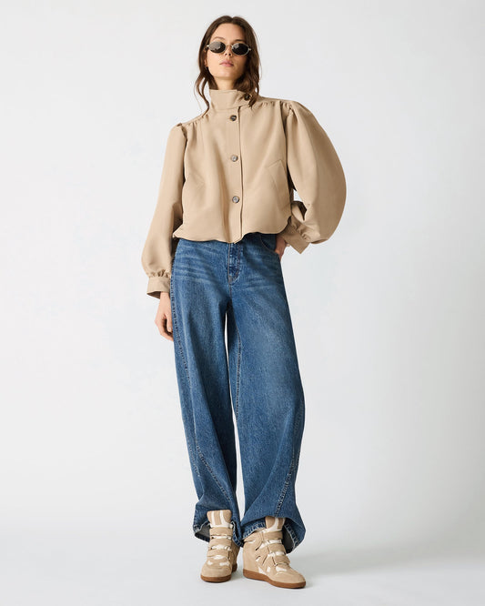 DEEDEE Tan Long-Sleeved Button-Up Collared Women's Jacket | Steve Madden