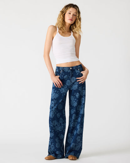JAXON Rose Frost Wide-Leg Denim Floral Print Women's Jeans | Steve Madden
