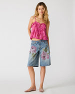 KESHA Seabreeze Blue Floral Rhinestone Embellished Women's Shorts | Steve Madden