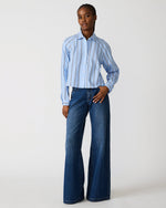 TESS Estate Blue Long-Sleeved Button-Up Women's Top | Steve Madden