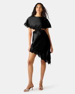 MAYCI Black Lace Trim Asymmetrical Women's Dress | Steve Madden