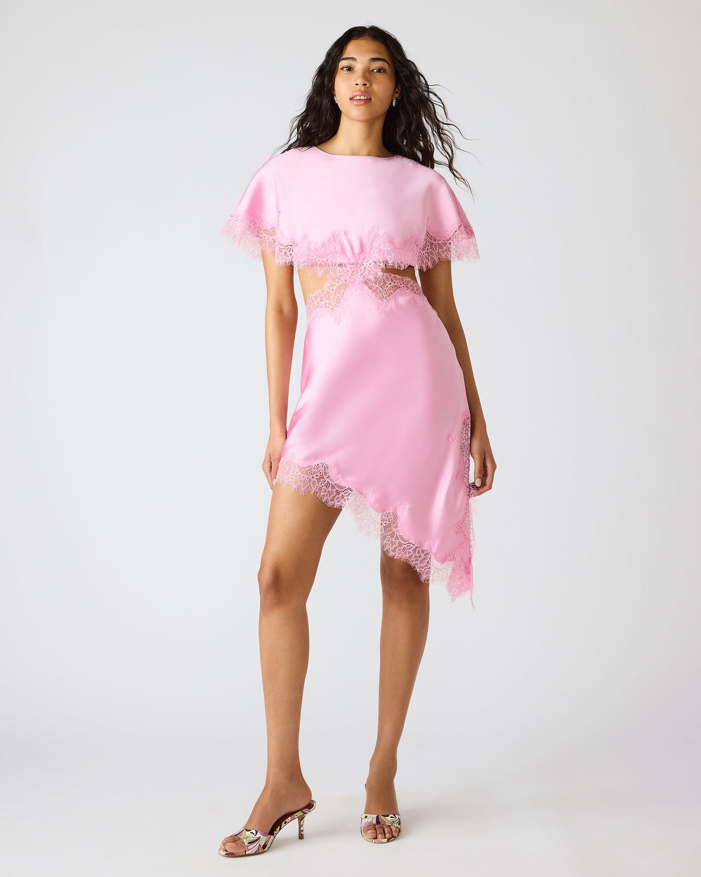 MAYCI Lilac Lace Trim Asymmetrical Women's Dress | Steve Madden