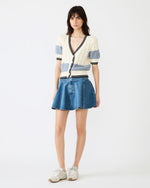 LILLIANY Aruba Blue Pleated Denim Mini Women's Skirt | Steve Madden