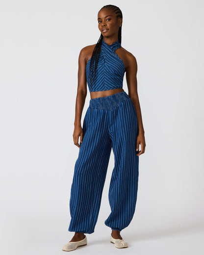 TILLIE Mixed Indigo Balloon Cinched Women's Pants | Steve Madden