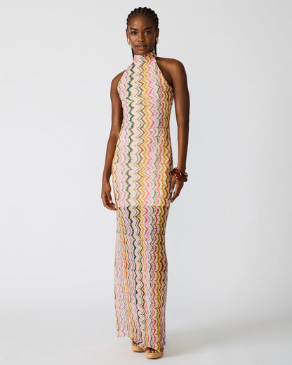 LAYRA Rainbow Vision High-Neck Mesh Bodycon Women's Maxi Dress | Steve Madden