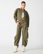 Covey Mountain Green Cropped Barrel-Sleeve Women's Jacket | Steve Madden