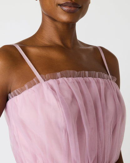 TIERED TULLE GOWN DAWN PINK