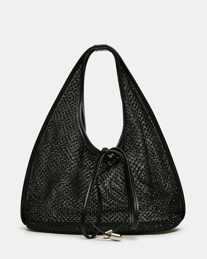 ANDRE BAG Black Rhinestone Mesh Bow Sheer Top Handle Handbag | Steve Madden